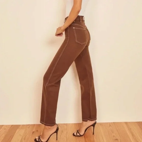 Reformation Cowboy High Rise Straight Jean Chocolate - Picture 6 of 6